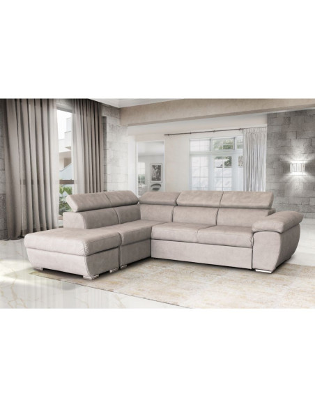 Divano Fiona angolare con penisola sinistra grigio chiaro Mozart 90 - Kallea