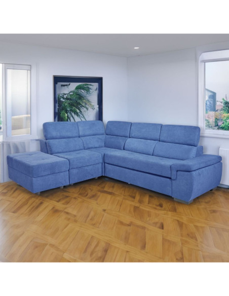 Divano letto Lughen contenitore 5 elementi reversibili colore roma 26 blu oceano - Kallea