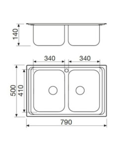 Lavello 79x50 doppia vasca Classic N170 GL279X - Kallea 2