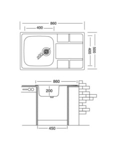 Lavello SAXT331 86x50 cm destro - Kallea 2