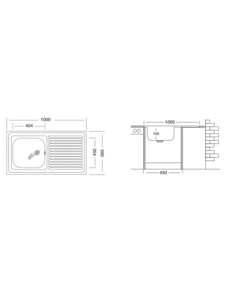 Lavello 50 series 100x50 cm 119 sinistro - Kallea