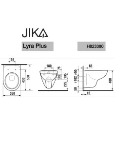 Vaso sospeso Jika serie Lyra Plus cod. H823380 dimensioni 53 x 36 con brida in ceramica bianco lucido - Kallea 2