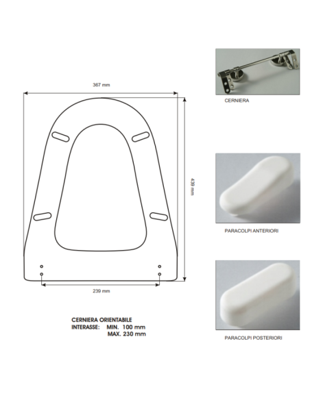 Copriwater Kerasan serie Take five con Cerniere regolabili Cromo - Kallea