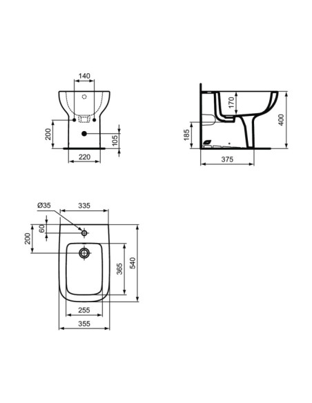 Bidet Filo Muro Ideal Standard Serie I.Life A cod.T452601 monoforo in ceramica bianca - Kallea