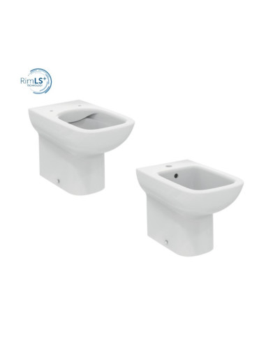 Sanitari Filo Muro Ideal standard serie I.Life A vaso cod.T452501 scarico RimLS+ bidet cod.T452601 in ceramica bianca - Kallea