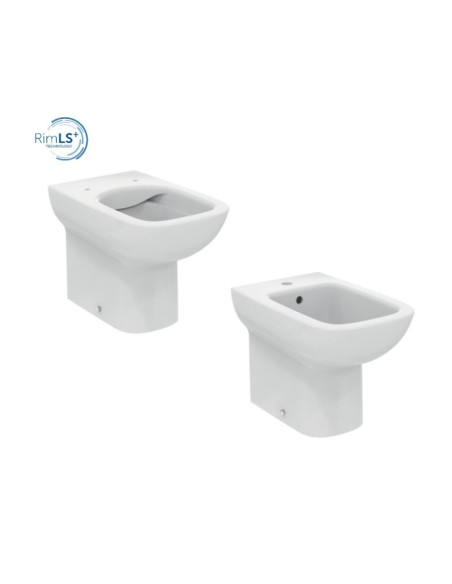 Sanitari Filo Muro Ideal standard serie I.Life A vaso cod.T452501 scarico RimLS+ bidet cod.T452601 in ceramica bianca - Kallea