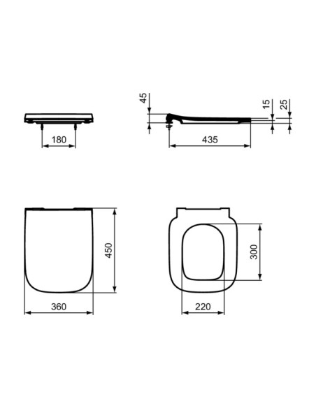 Sedile slim Ideal standard serie I.Life A cod.T4812001 cerniere in metallo non rallentato in duroplast - Kallea