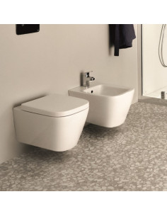 Sanitari Sospesi Ideal standard serie I.Life B vaso cod.T461401 scarico RimLS+ bidet cod.T461501 in ceramica bianca sedile e ... 2