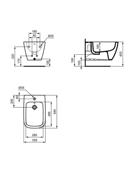 Sanitari Sospesi Ideal standard serie I.Life B vaso cod.T461401 scarico RimLS+ bidet cod.T461501 in ceramica bianca sedile e ...