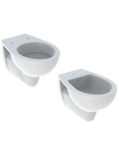 Sanitari sospesi Geberit serie Colibrì vaso a cacciata bidet monoforo in ceramica sedile e rubinetterie non inclusi - Kallea