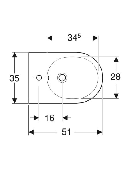 Bidet sospeso Geberit serie Acanto Cod.500.601.01.2 monoforo con fissaggi nascosti in ceramica bianca rubinetteria non inclus...