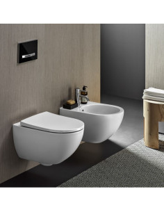 Sanitari sospesi Geberit serie Acanto vaso 500.600.01.8 Rimfree bidet cod.500.601.01.2 monoforo in ceramica bianca sedile non... 2