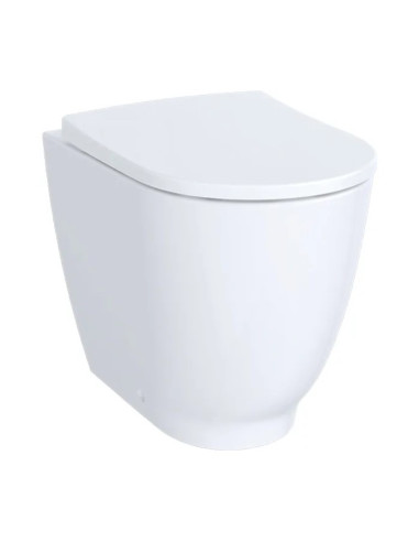 Vaso filo muro Geberit serie Acanto cod.500.824.00.1 scarico Rimfree sedile non rallentato incluso in ceramica bianca - Kallea