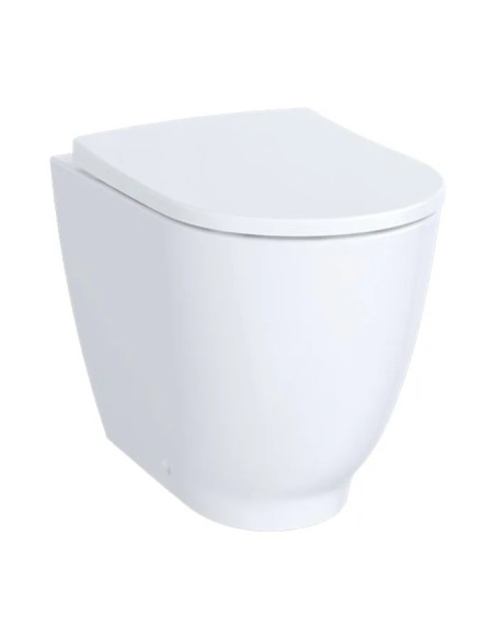 Vaso filo muro Geberit serie Acanto cod.500.824.00.1 scarico Rimfree sedile non rallentato incluso in ceramica bianca - Kallea
