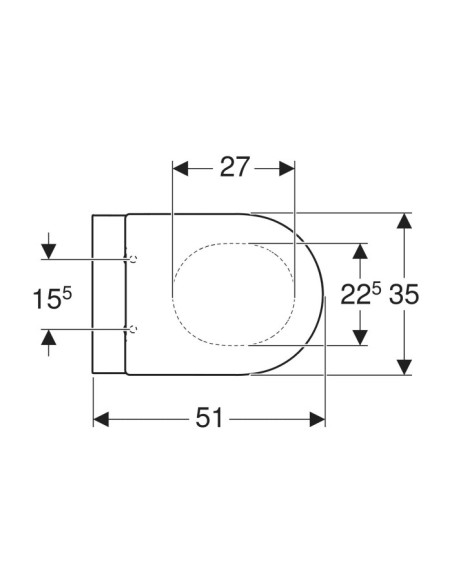 Vaso filo muro Geberit serie Acanto cod.500.824.00.1 scarico Rimfree sedile non rallentato incluso in ceramica bianca - Kallea