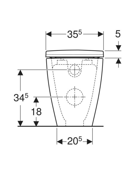Vaso filo muro Geberit serie Acanto cod.500.824.00.1 scarico Rimfree sedile non rallentato incluso in ceramica bianca - Kallea