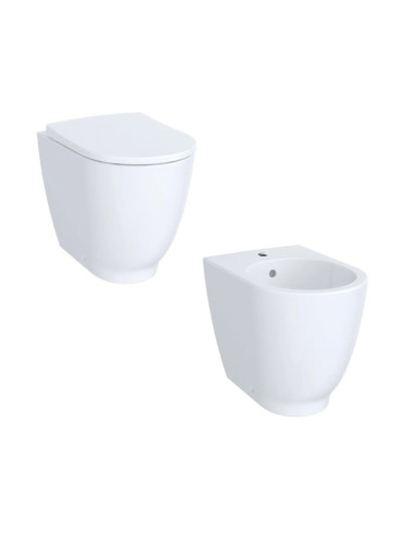 Sanitari Filo muro Geberit serie Acanto vaso 500.824.00.1 scarico Rimfree sedile incluso bidet 500.603.01.2 monoforo in ceram...