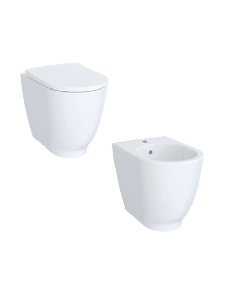 Sanitari Filo muro Geberit serie Acanto vaso 500.824.00.1 scarico Rimfree sedile incluso bidet 500.603.01.2 monoforo in ceram...