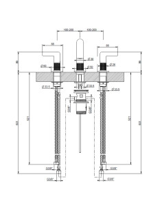 Miscelatore Lavabo Gessi serie Inciso 3 fori cod.58011 con scarico e flessibili di collegamento - Kallea 2