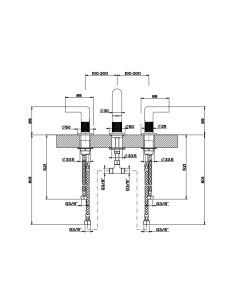 Miscelatore Lavabo Gessi serie Inciso 3 fori cod.58012 senza scarico con flessibili di collegamento - Kallea 2