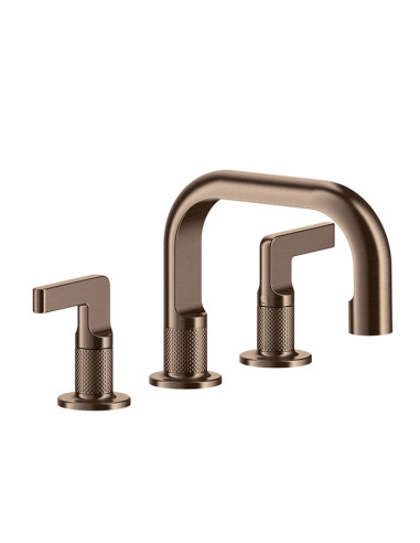 Miscelatore Lavabo Gessi serie Inciso 3 fori cod.58011 con scarico e flessibili di collegamento - Kallea