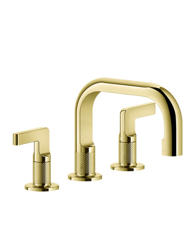 Miscelatore Lavabo Gessi serie Inciso 3 fori cod.58012 senza scarico con flessibili di collegamento - Kallea