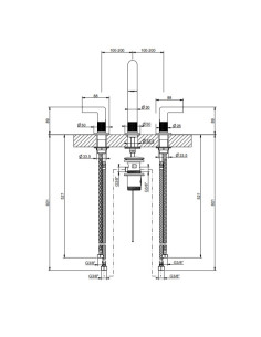 Miscelatore Lavabo Gessi serie Inciso 3 fori cod.58013 Medio con scarico e flessibili di collegamento - Kallea 2