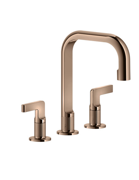 Miscelatore Lavabo Gessi serie Inciso 3 fori cod.58013 Medio con scarico e flessibili di collegamento - Kallea