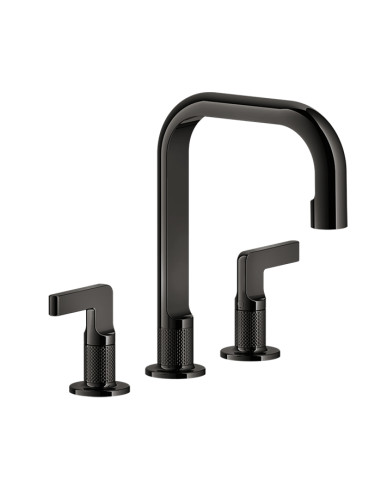Miscelatore Lavabo Gessi serie Inciso 3 fori cod.58013 Medio con scarico e flessibili di collegamento - Kallea