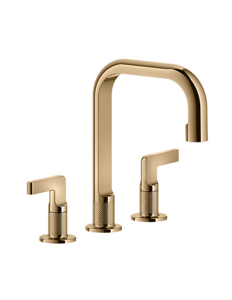 Miscelatore Lavabo Gessi serie Inciso 3 fori cod.58013 Medio con scarico e flessibili di collegamento - Kallea