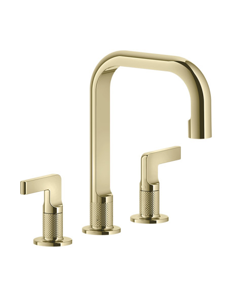 Miscelatore Lavabo Gessi serie Inciso 3 fori cod.58013 Medio con scarico e flessibili di collegamento - Kallea