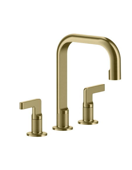 Miscelatore Lavabo Gessi serie Inciso 3 fori cod.58013 Medio con scarico e flessibili di collegamento - Kallea