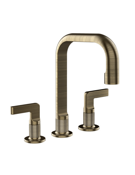 Miscelatore Lavabo Gessi serie Inciso 3 fori cod.58014 Medio senza scarico con flessibili di collegamento - Kallea