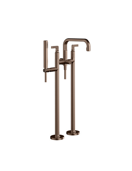 Miscelatore da terra vasca Gessi serie Inciso cod. 58029+58099 con parte incasso e doccetta - Kallea