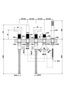 Gruppo Vasca Gessi serie Inciso 5 fori cod. 58040 con bocca di erogazione deviatore flessibile 1,50 m e doccetta anticalcare ... 2