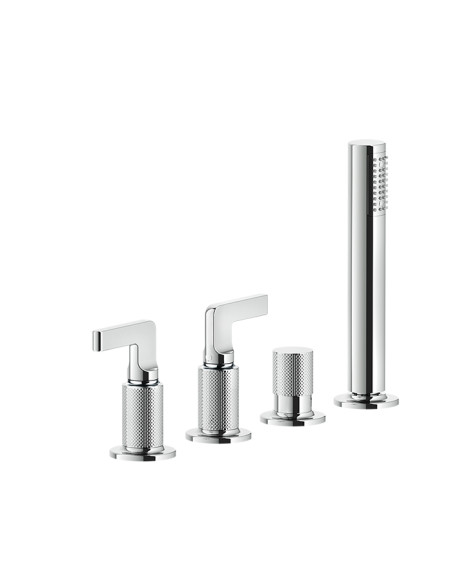 Gruppo Vasca Gessi serie Inciso 4 fori cod. 58043 deviatore flessibile 1,50 m e doccetta anticalcare - Kallea