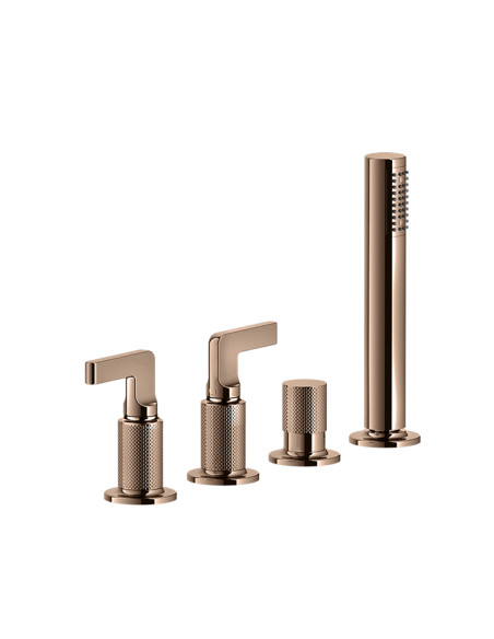 Gruppo Vasca Gessi serie Inciso 4 fori cod. 58043 deviatore flessibile 1,50 m e doccetta anticalcare - Kallea