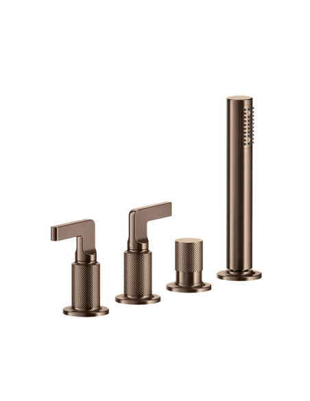 Gruppo Vasca Gessi serie Inciso 4 fori cod. 58043 deviatore flessibile 1,50 m e doccetta anticalcare - Kallea