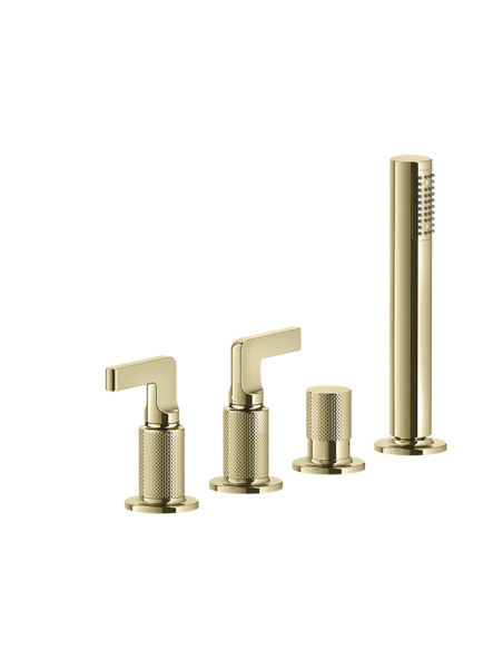 Gruppo Vasca Gessi serie Inciso 4 fori cod. 58043 deviatore flessibile 1,50 m e doccetta anticalcare - Kallea