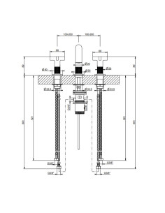 Miscelatore Lavabo Gessi serie Inciso + 3 fori cod.58111 con scarico e flessibili di collegamento - Kallea 2