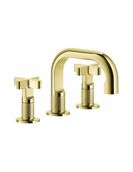 Miscelatore Lavabo Gessi serie Inciso + 3 fori cod.58111 con scarico e flessibili di collegamento - Kallea