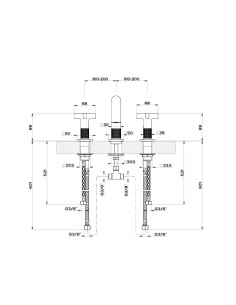 Miscelatore Lavabo Gessi serie Inciso 3 fori cod.58112 senza scarico con flessibili di collegamento - Kallea 2
