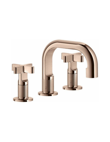 Miscelatore Lavabo Gessi serie Inciso 3 fori cod.58112 senza scarico con flessibili di collegamento - Kallea