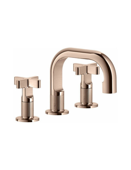 Miscelatore Lavabo Gessi serie Inciso 3 fori cod.58112 senza scarico con flessibili di collegamento - Kallea