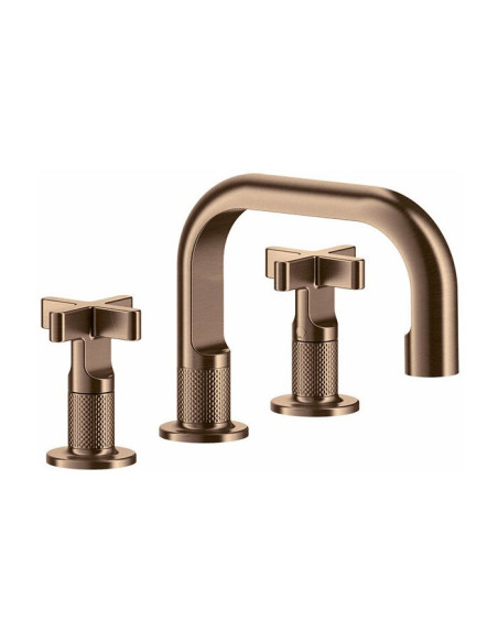 Miscelatore Lavabo Gessi serie Inciso 3 fori cod.58112 senza scarico con flessibili di collegamento - Kallea