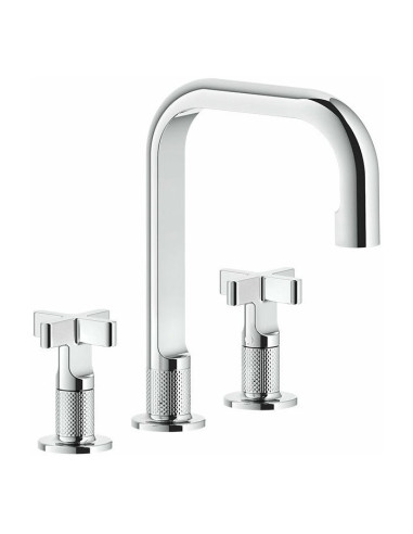 Miscelatore Lavabo Gessi serie Inciso 3 fori cod.58113 Medio con scarico e flessibili di collegamento - Kallea