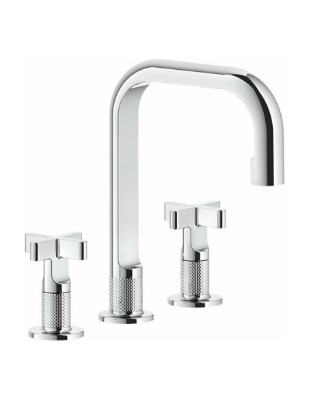 Miscelatore Lavabo Gessi serie Inciso 3 fori cod.58113 Medio con scarico e flessibili di collegamento - Kallea