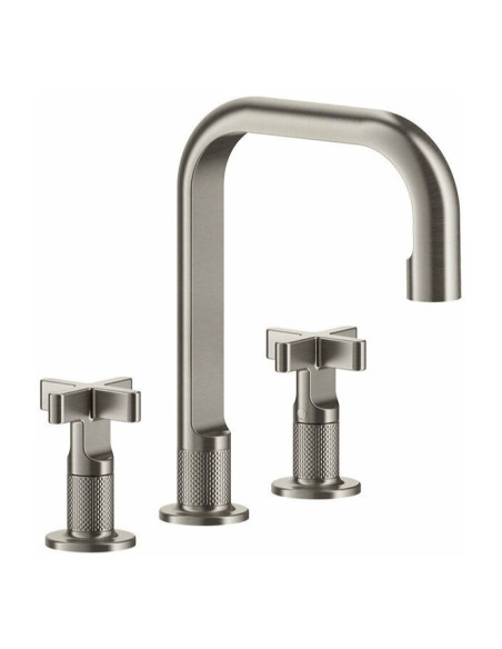 Miscelatore Lavabo Gessi serie Inciso 3 fori cod.58113 Medio con scarico e flessibili di collegamento - Kallea