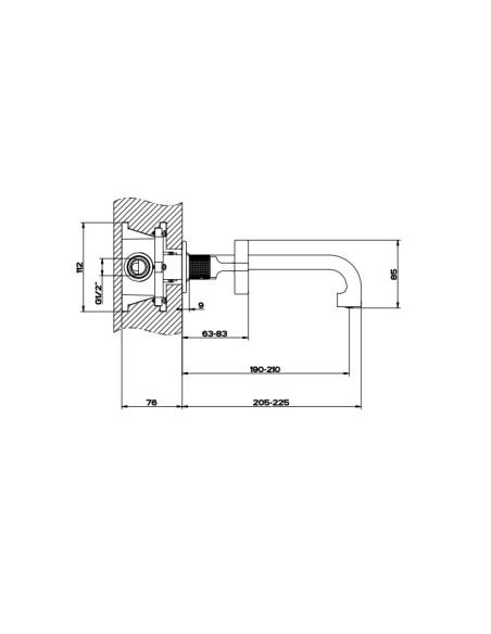 Miscelatore Gessi a incasso canna media per lavabo serie Inciso cod.58190 + 45089 con parte incasso senza scarico - Kallea