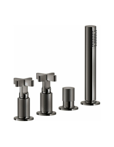 Gruppo Vasca Gessi serie Inciso 4 fori cod. 58143 deviatore flessibile 1,50 m e doccetta anticalcare - Kallea
